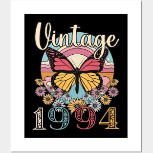 Floral Butterfly Retro Vintage 1994 29th Birthday Posters and Art